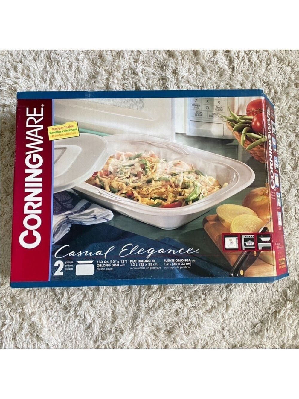 Corningware 1.25 Qt. Oblong Dish w/Plastic Lid New in Open Box